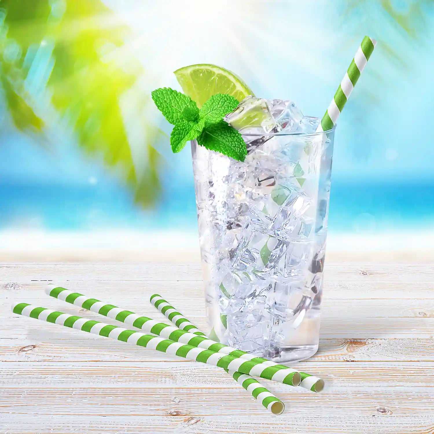 Papiertrinkhalm Spirale grün