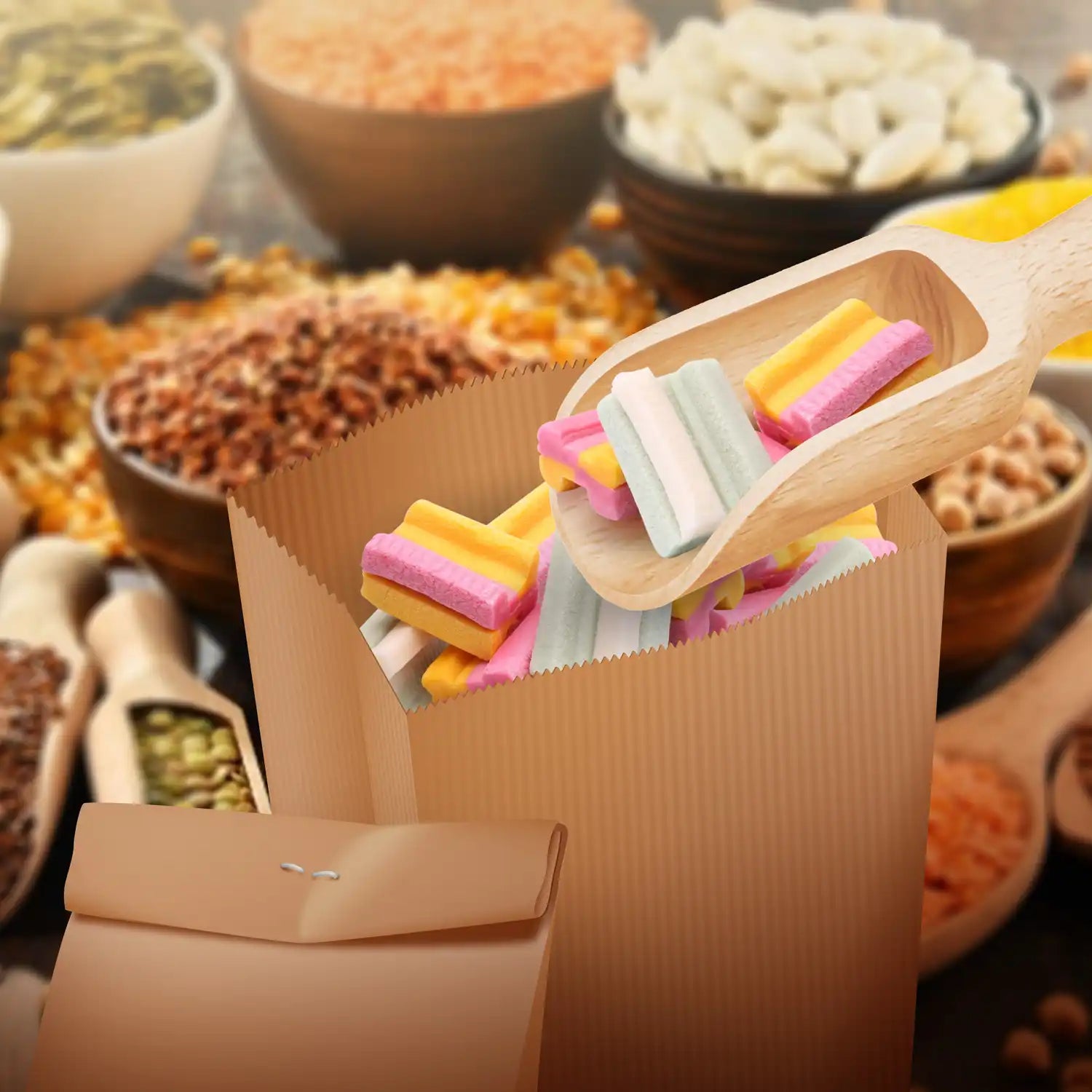 Papierfaltenbeutel braun