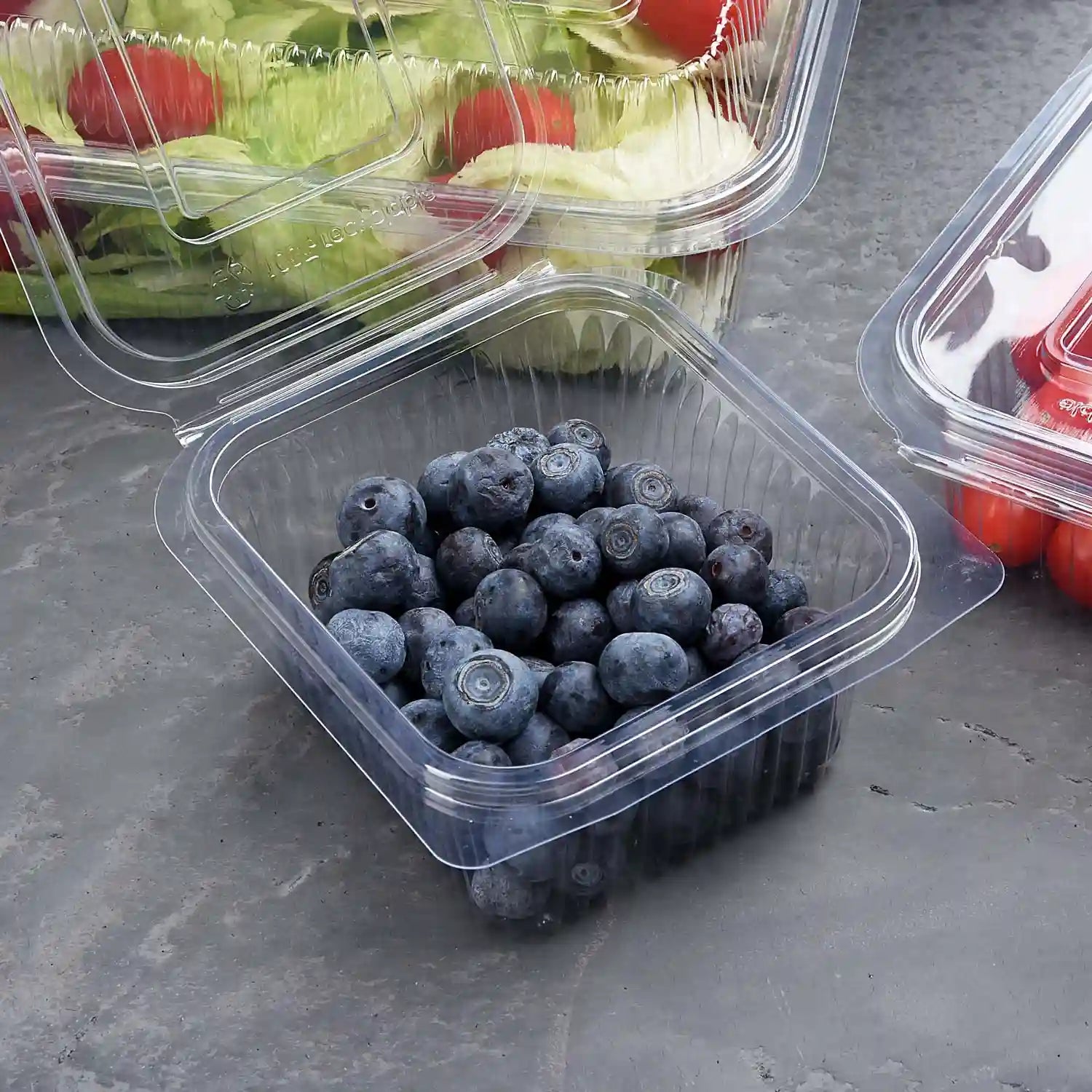 Rechteckbecher (rPET) mit Deckel klar