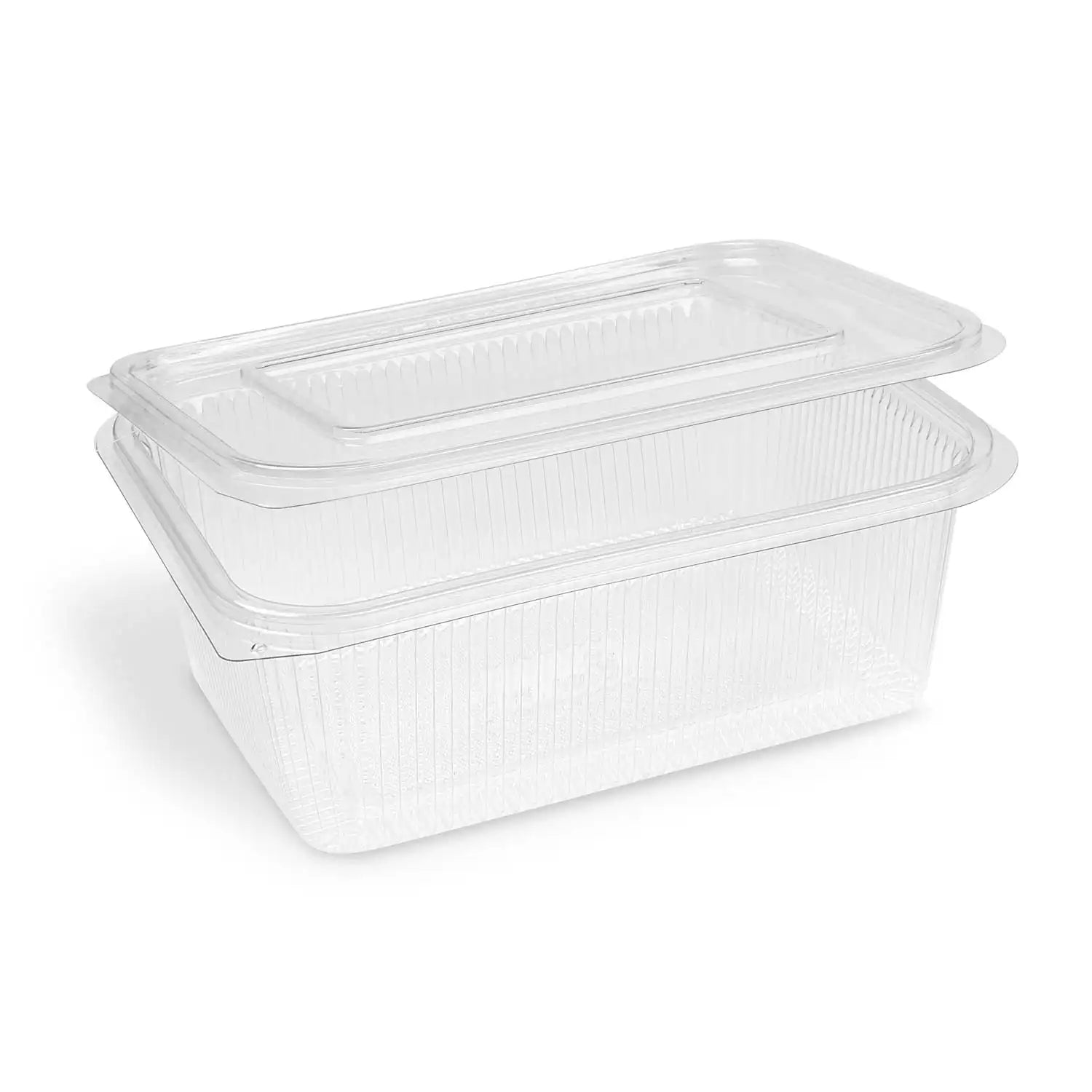 Rechteckbecher klar mit Deckel 1500 + 450 ml (rPET), 50 Stk