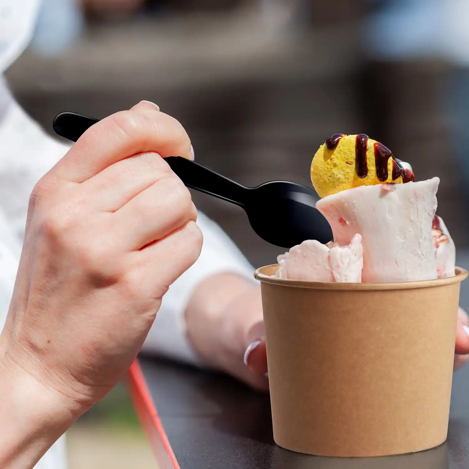 Kaffeelöffel (PP) wiederverwendbar schwarz 13cm [50 St.]