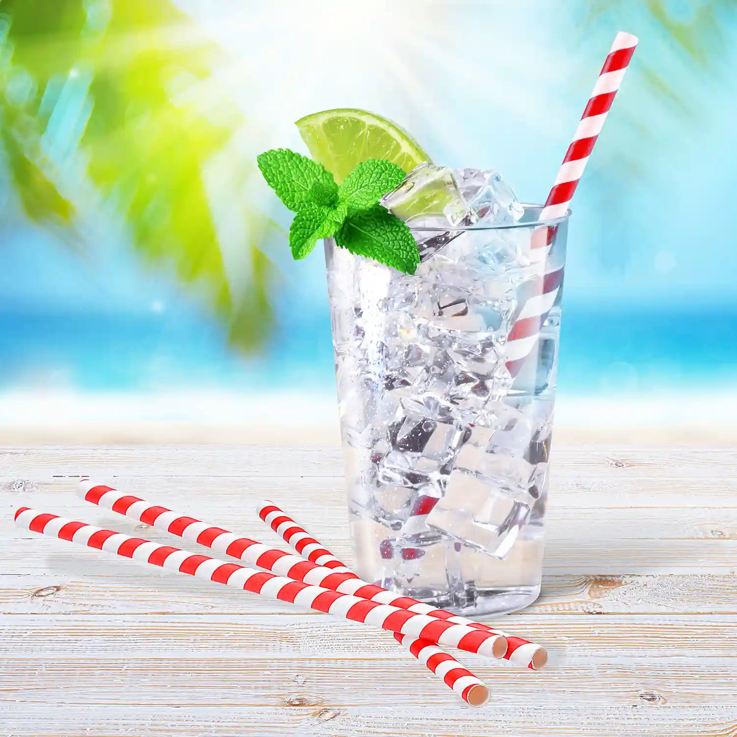 Papiertrinkhalm Spirale rot