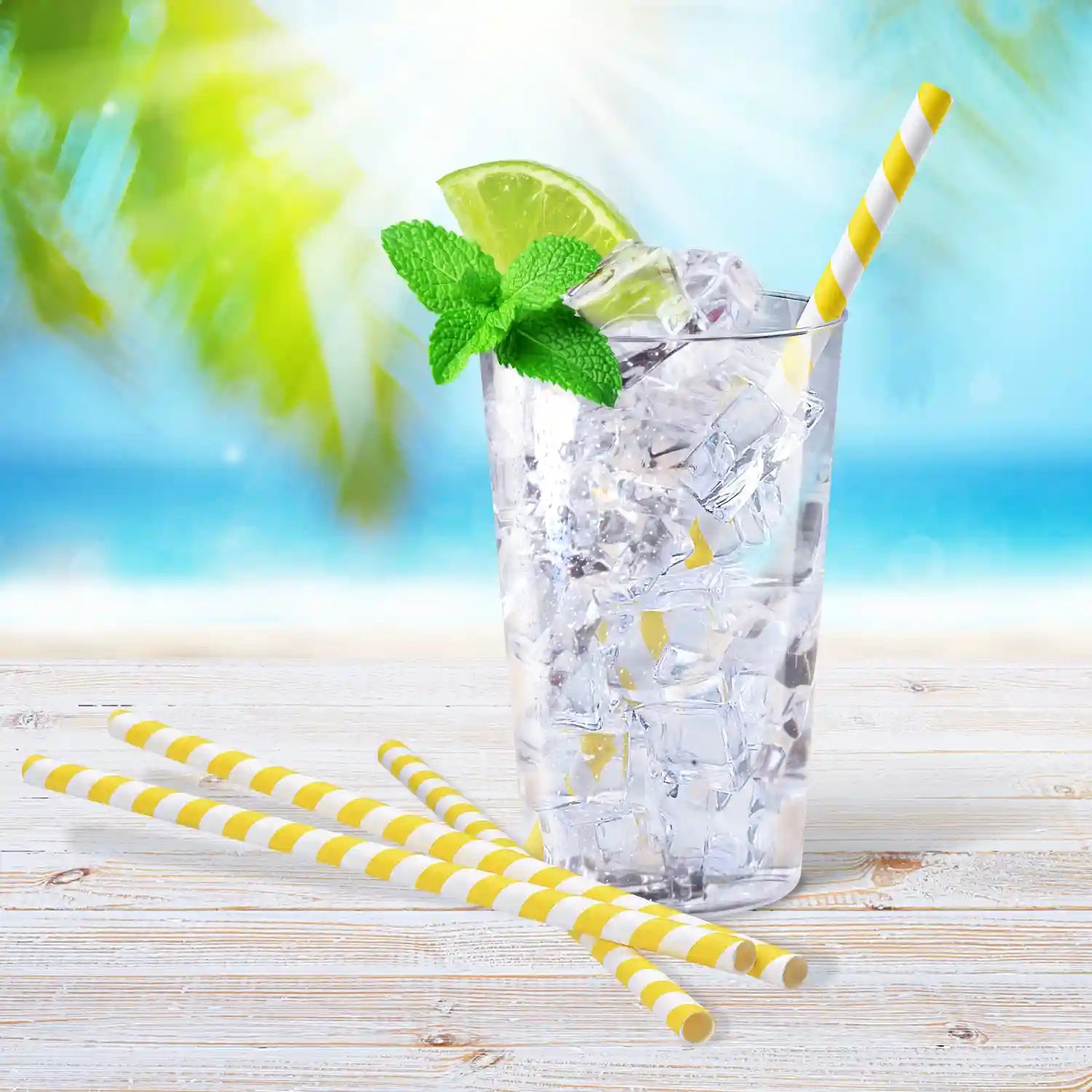 Papiertrinkhalm Spirale gelb