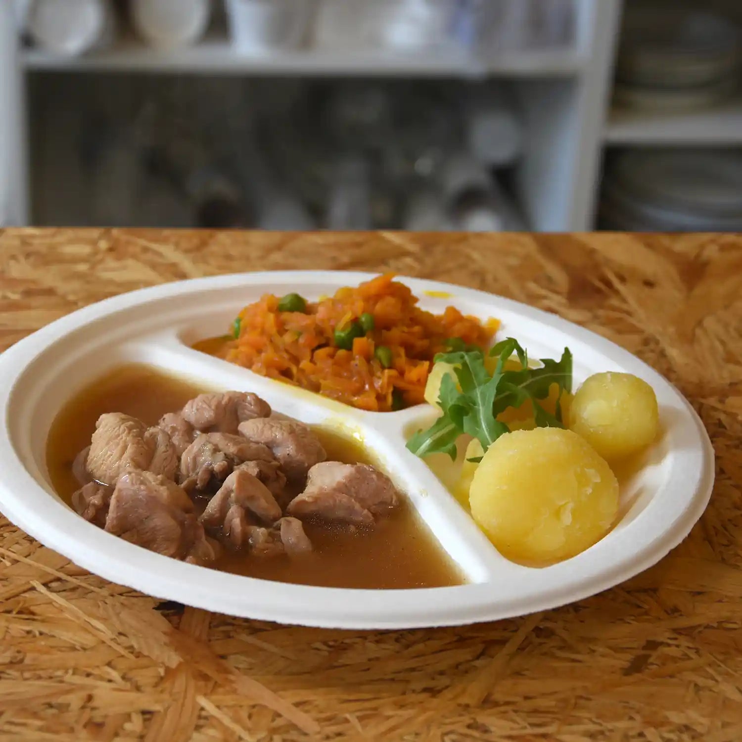 Zuckerrohr Teller 3-geteilt