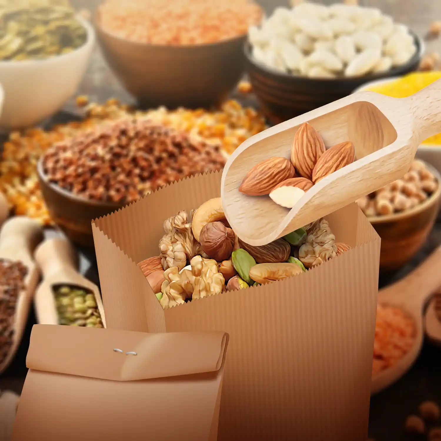 Papierfaltenbeutel braun