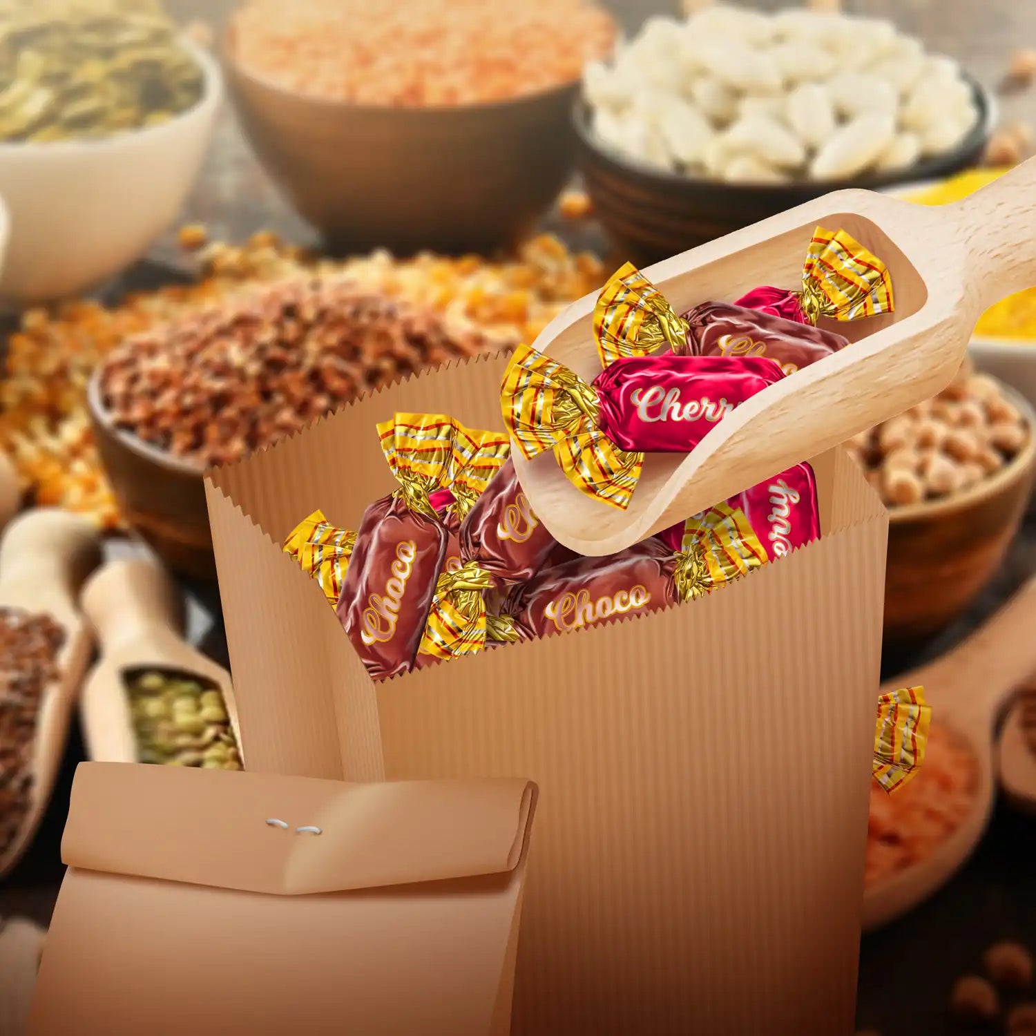 Papierfaltenbeutel braun