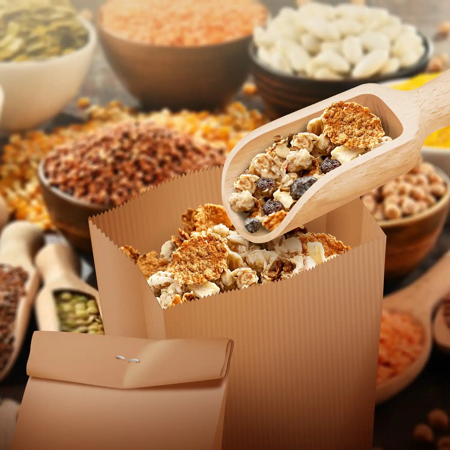 Papierfaltenbeutel braun