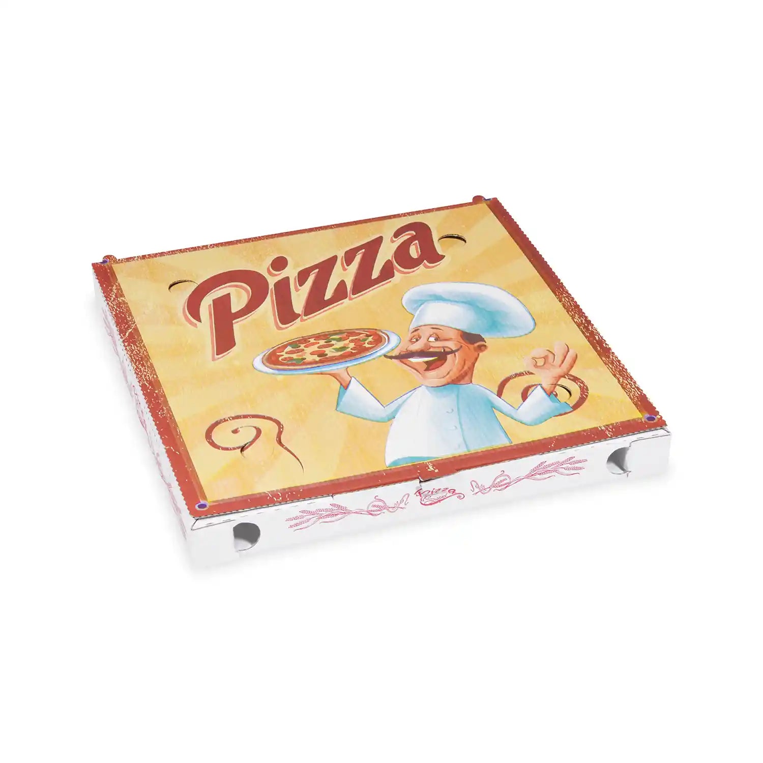 Pizzakarton (aus Mikrowellpappe) weiß bedruckt
