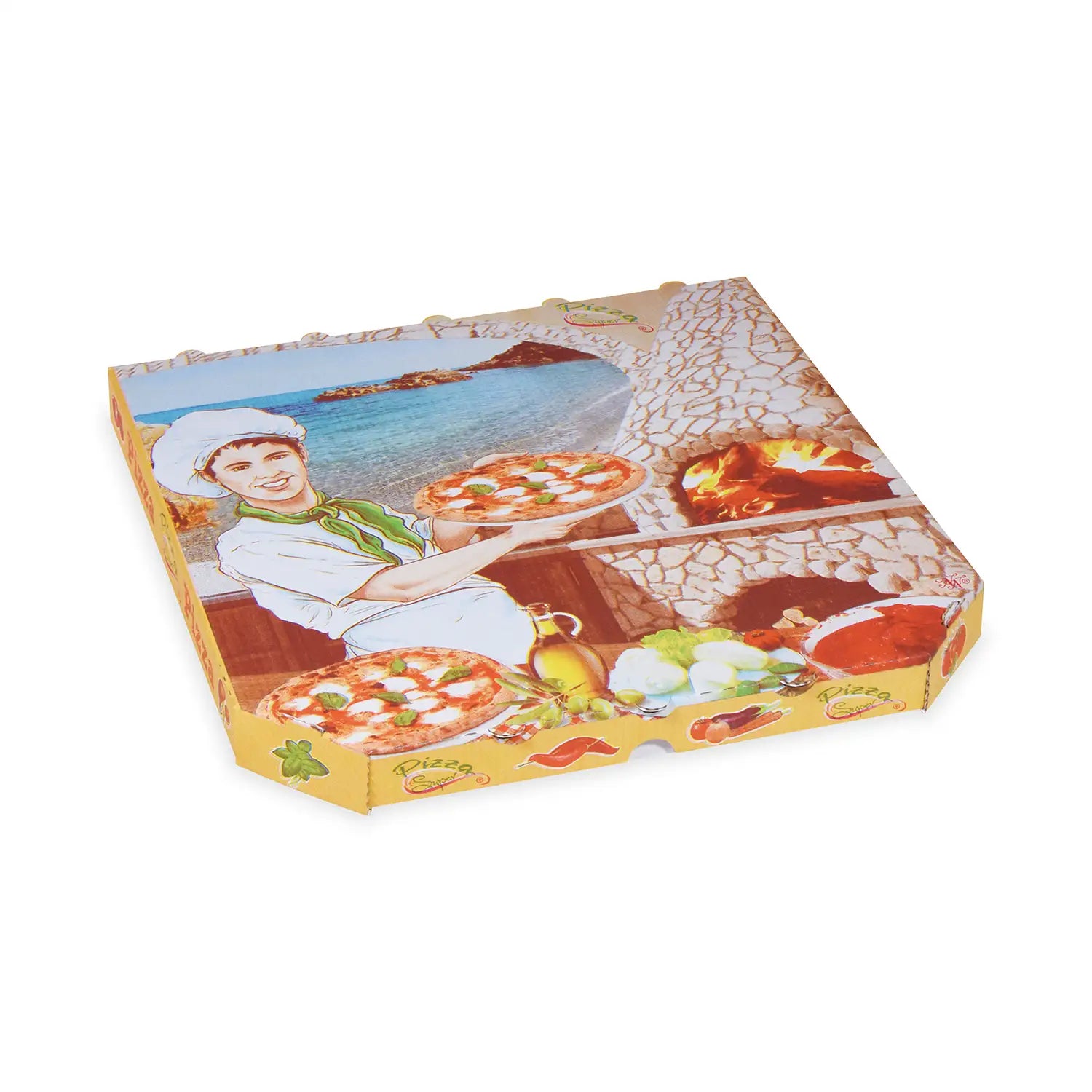 Pizzakarton (aus Mikrowellpappe) weiß