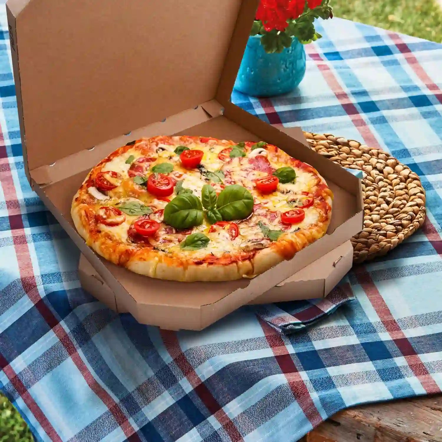 Pizzakarton (aus Mikrowellpappe) kraft