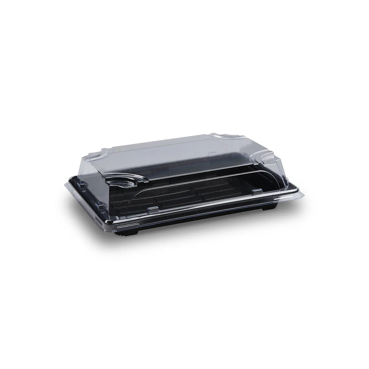 Sushi-Schale (PP/rPET) schwarz 188 x 130 x 45 mm + Deckel