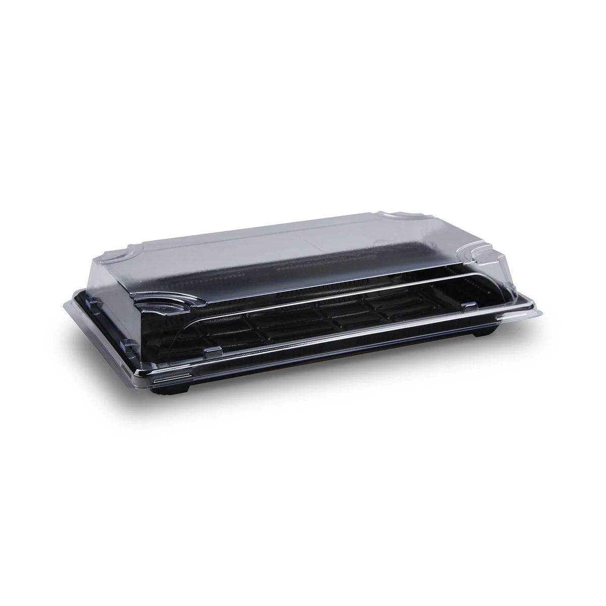Sushi-Schale (PP/rPET) schwarz 240 x 147 x 45 mm + Deckel
