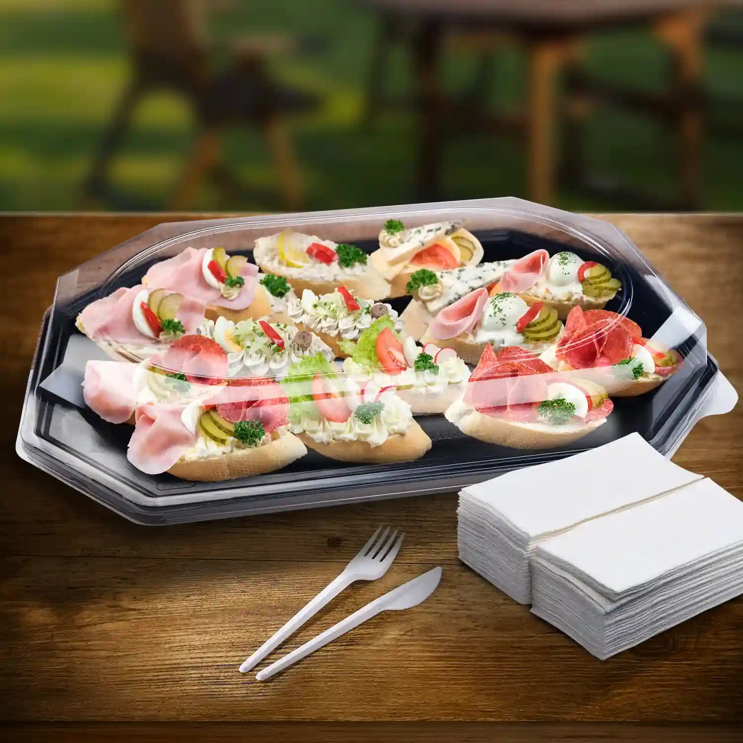 Catering-Platte (rPET) oval schwarz