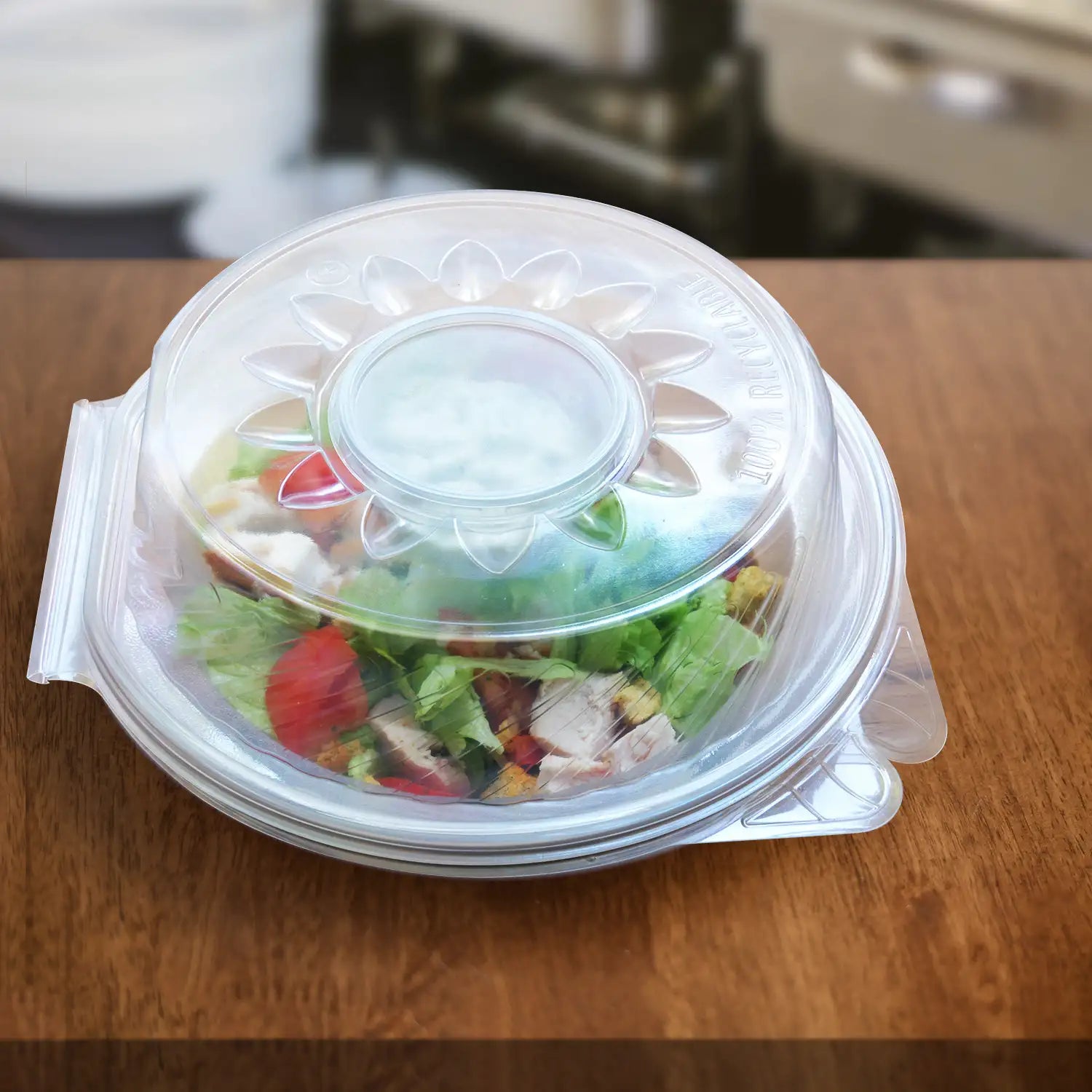 Salatschale (PP) mit Domdeckel und Dipfach